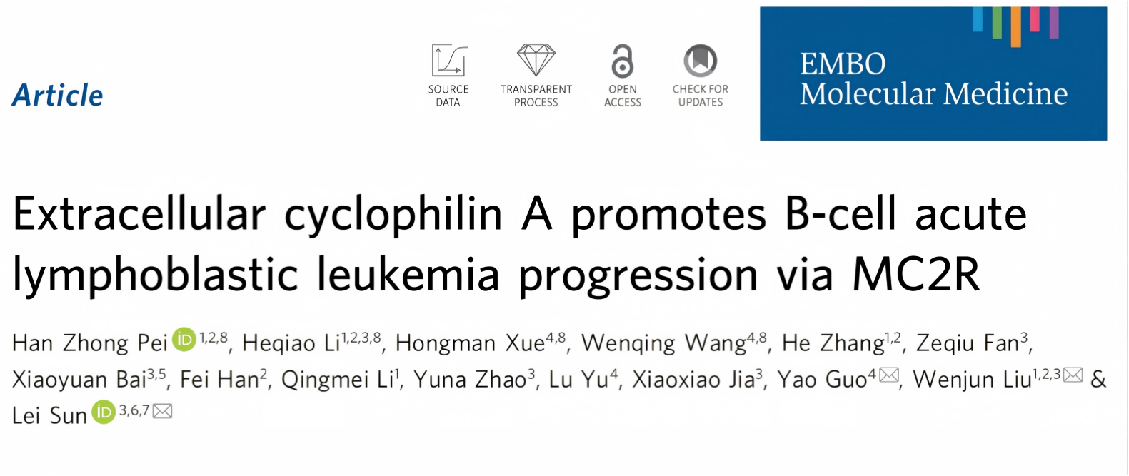 EMBO Molecular Medicine | Institute of Human Immunology, Shenzhen Medical Academy of Research and Translation, and Institute of Microbiology, Chinese Academy of Sciences, Jointly Elucidate How eCypA Promotes B-Cell Acute Lymphoblastic Leukemia Progression and Identify New Therapeutic Targets